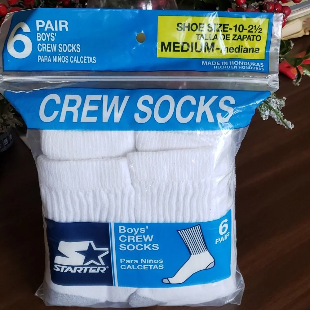 Starter 6 pack Crew Socks Boys Size 10-2.5 New